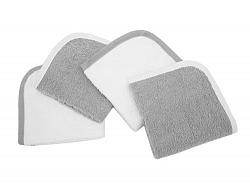 American Baby Company 4-Pack 100% Cotton White with Gray Trim Terry Washcloths by American Baby Company