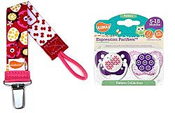 Ulubulu Expression Pacifier Set for Girls, Butterfly and Flowers, 6-18 Months