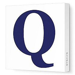 Avalisa Stretched Canvas Upper Letter Q Nursery Wall Art, Navy, 12 x 12