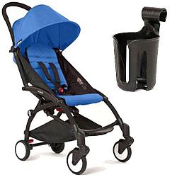 BabyZen - YOYO 6 Months Stroller with Cup Holder - Black with Blue by Baby Zen