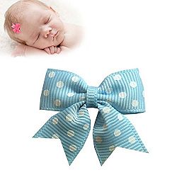 TruStay Clip - Butterfly baby hair bows - Best No Slip Barrette for Fine Hair (C1-Blue Swiss Dots)