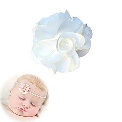 Sheer Baby Headbands - Flower Headbands - Great Handmade Baby Gift (D3-White)
