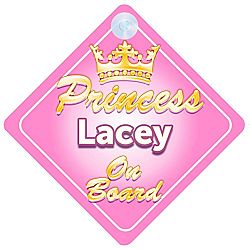Crown Princess Lacey On Board Personalised Baby / Child Girls Car Sign