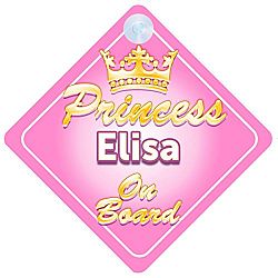 Crown Princess Elisa On Board Personalised Baby / Child Girls Car Sign