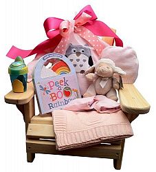 Muskoka baby chair gift basket for girl