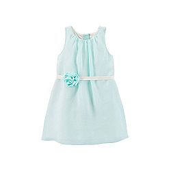 Carter's Little Girls Crepe Rosette Dress (3T, Pale Blue)