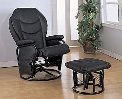 Black Leatherette Cushion Glider Rocker Chair w/Ottoman by Coaster Home Furnishings