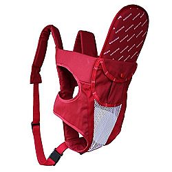 Deercon Newborn Kid Wrap Rider Infant Baby Carriage Carrier Sling Comfort Adjustable Backpack(Red)