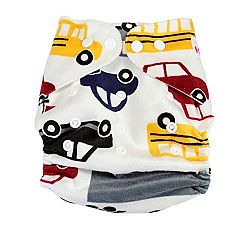 Breathable Adjustable Microfleece One Size Cloth Diapers, Car Printed by BabyProductsZone