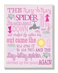 The Kids Room by Stupell The Itsy Bitsy Spider Nursey Rhyme on Pink Background Rectangle Wall Plaque by The Kids Room by Stupell