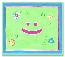The Kids Room by Stupell Pink Smiley Face on Green Rectangle Wall Plaque by The Kids Room by Stupell