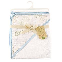 Touched by Nature Boy's Organic Hooded Towel with Muslin Hood, Blue Leaves by Nature