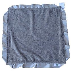 Cozy Wozy Paisley Minky Baby Lovie Sized Blanket with Satin Trim Lovie, Gray, 18 x 18 by Cozy Wozy