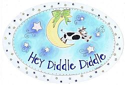 The Kids Room by Stupell Hey Diddle Diddle with the Cow on the Moon Oval Wall Plaque by The Kids Room by Stupell