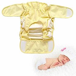 Pure Cotton Baby Cloth Diaper Cover Baby Nappy Waterproof Breathable Bag 3 Sizes 3 Colors Washable Adjustable Breathable Cloth Diaper for 0-6 Months Baby Boys and Girls(Yellow L)