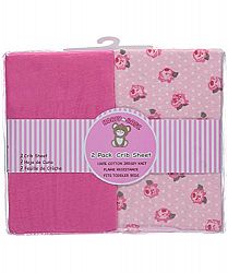 Honey Baby 2-Pack Fitted Crib Sheets - fuchsia/multi, one size