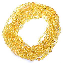 Amber Wholesale - 10 Lemon Amber Teething Necklaces for Babies - 100% Genuine Baltic Amber Beads - Handmade Necklaces