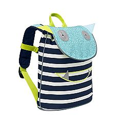 Lassig Kids Cute Duffle Backpack Big for Pre-School or Kindergarten with name badge, Little Monsters-Bouncing Bob, Navy/Turquoise