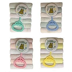 Little Mimos 6 Piece Washcloth Set with Rattle, Assorted