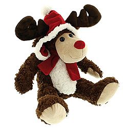 Christmas Shop Sitting Reindeer Plush Toy With Hat And Scarf (One Size) (Reindeer)