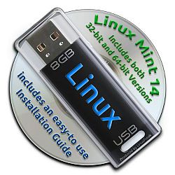 Linux Mint 14 on a Bootable 8GB USB Flash Drive - 32-bit and 64-bit.