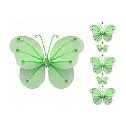 Hanging nylon butterfly craft nursery bedroom girls room ceiling wall decor, wedding birthday party baby bridal shower decorations - Ava Butterfly Garland Decoration - green