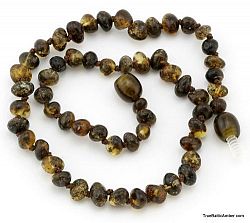 The Art of CureTM *SAFETY KNOTTED* Green Occlusion -(Unisex) - Certified Baltic Amber Baby Teething Necklace Highest Quality Guaranteed- Anti Flammatory, Drooling & Teething Pain. Easy to Fastens with a Twist-in Screw Clasp Mothers Approved Remedies!