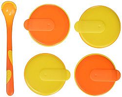 Nuby Microwave Bowls with Spoon, Assorted, Four Bowls