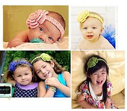Handmade Crocheted Baby Headband PLUS A FREE GIFT BABY HAIR CLIP (Green)