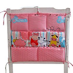 Cute Baby Crib Hanging Diaper Bag Storage Bag Baby Room Decor, Pink Cow
