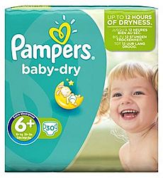 Pampers Baby Dry Size 6+ (Extra Large+) Essential Pack 30 Nappies - Pack of 6