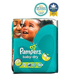 Pampers Baby-Dry Size 5+ Nappies Essential Pack - 35 Nappies - Pack of 6