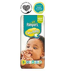 Pampers New Baby Nappies Size 3 Essential Pack - 50 Nappies - Pack of 6