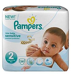 Pampers New Baby Sensitive Nappies Size 2 Carry Pack - 28 Nappies - Pack of 6