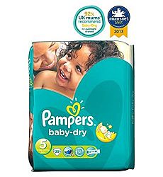 Pampers Baby-Dry Nappies Size 5 Essential Pack - 39 Nappies - Pack of 6