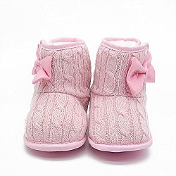 Itaar Toddler Infant Antiskid Bow Crochet Warm Soft Comfortable Prewalkers Winter Crib Shoes 12-18 Months