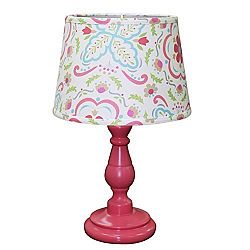 Mila Coral and White Floral Lamp and Shade by Peanut Shell by The Peanut Shell