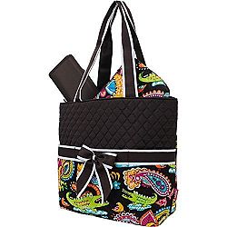 Tropical Crocodile Print Quilted 3pc set Diaper Bag by NGIL