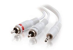 6FT AUDIO Y CABLE 3 5MM MALE TO 2 RCA MALE IPOD WHITE H3C00PMSC-2910