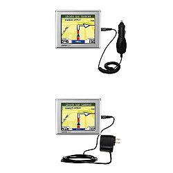 Gomadic Car and Wall Charger Essential Kit for the Garmin Nuvi 300 300T - Includes both AC Wall and DC Car Charging Options with TipExchange