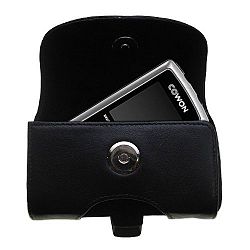 Gomadic Brand Horizontal Black Leather Carrying Case for the Cowon iAudio 6 with Integrated Belt Loop and Optional Belt Clip