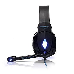 EACH G4000 Gaming Headset, CEStore? Professional Over Ear 3.5mm Wired PC Stereo Noise Isolation Headphones Headbands Earphones with Volume Control & Microphone for Laptop Computer PC - Black + Blue by CEStore