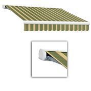 Victoria 18 ft. Motorized Retractable Luxury Cassette Awning (10 ft. Projection) (Left Motor) in Olive/Tan Stripe