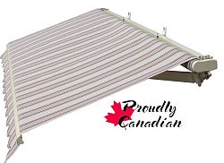 10 ft. Motorized Retractable Patio Awning (8 ft. 8-inch Projection) in Brown/Beige Stripes