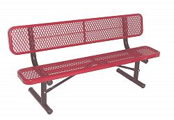 6 ft. Commercial Portable Bench with Back in Red
