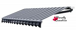 12 ft. Motorized Retractable Patio Awning (10 ft. Projection) in Black/Grey Stripes