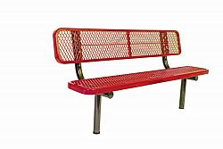 6 ft. Commercial In-Ground Bench with Back in Red