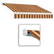 Victoria 10 ft. Manual Retractable Luxury Cassette Awning (8 ft. Projection) in Burgundy/Tan Wide Stripe