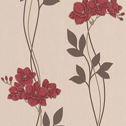 Serene Red/Cream Wallpaper