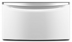 15.5-inch Laundry Pedestal with Storage Drawer in White/Chrome